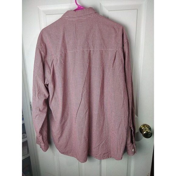 $ Arizona Jean Collared Long Sleeve Red White Gingham Shirt. Size L - Picture 10 of 10